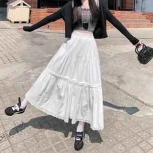 심플 데일리 캉캉 플레어 롱스커트 DHHA97 스커트 여성 치마 스커트 롱 플레어 롱스커트 치마 치마 밴딩 여