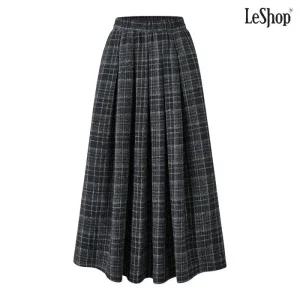 체크 핀턱 플레어 밴딩 롱 스커트 (DP4WH008A)