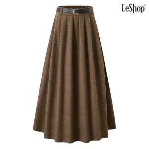 핀턱 셔링 플레어 벨티드 롱 스커트 (DP4WH009A)