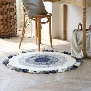 브리즈 태슬 수직 면 원형 러그 - 화이트