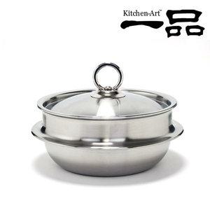 일품 통5중 가마솥 냄비 높은형 18cm  인덕션겸용 가정용 스텐 미니가마솥