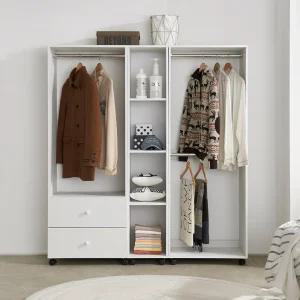 동서가구 밀면 밀리는 오픈형 서랍 행거 옷장 고정형 바퀴 이동형 드레스룸 선택 DF918156 모음