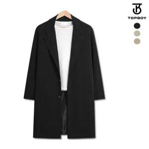 [탑보이][탑보이] 솔리드 투버튼 오버핏 롱 싱글코트 (MP004)