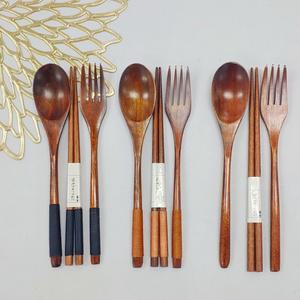 원목 나무 수저 세트 숟가락 젓가락 포크 우드 커트러리