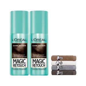 로레알 파리 뿌리는 새치염색! 매직리터치 새치커버 스프레이 2개 + 스누피 타올 1장(색상 랜덤)