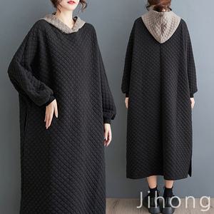 지홍 381 봄가을 롱원피스 모음 빅사이즈 루즈핏 셔링 플레어 쉬폰 면 마 린넨 레이온 마담 미시