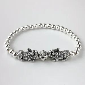 5mm 은볼 실버 비휴 팔찌 재물운 커플 남자 여자 은팔찌