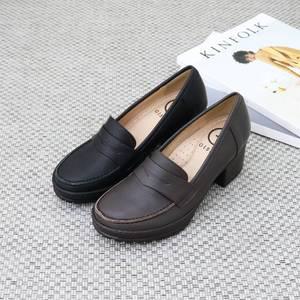 지쎄수제화 양가죽 페니로퍼 6cm 청키힐 통굽 미들굽펌프스-255 빅사이즈 4color