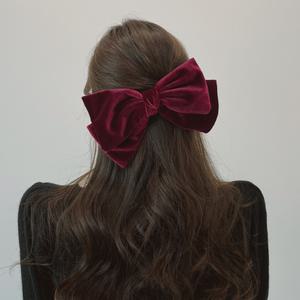 [더노블][자체제작] 더블 빅리본 벨벳헤어핀