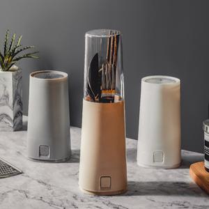 스탠드형 뚜껑있는 물빠짐 북유럽 수저통 다용도 꽂이 포크보관함 캠핑 가정 업소용 빨대 보관