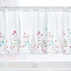 [텐바이텐]플라워가든 자수 주방 바란스 커튼 미니광목 가리개커튼