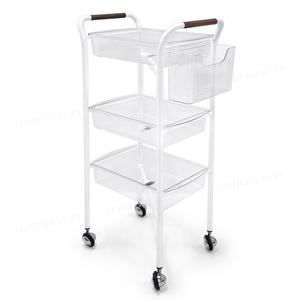 [오로라] 3단 투명 옆트레이 N100-스페이스 미용실 작업대 롯드보관대 츄레이