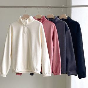 [비비드글램]벨리 반집업 맨투맨 4color 빅사이즈 기모 융털 남녀공용 F XL 코듀로이 티셔츠