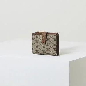 [헤지스](광주신세계)[HAZZYS ACC] 브라운 로고패턴 가죽 반지갑 HIWA4E885W2