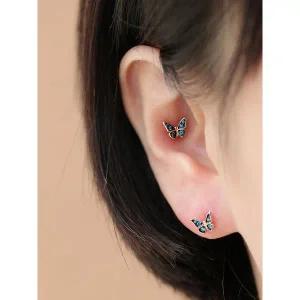 [미니멀피어싱]14K 블루 다이아몬드 나비 피어싱