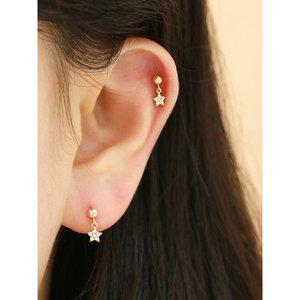 [미니멀피어싱]14K 큐빅 드롭 피어싱 귀걸이