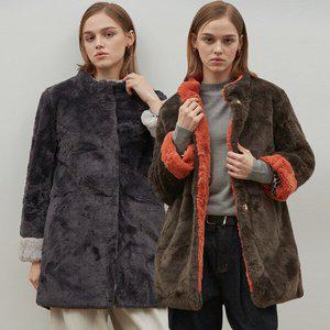 [르오트] 다이애나 배색 페이크퍼 코트