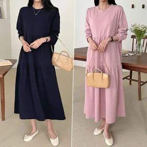 [하프클럽/]캉캉 롱 원피스 4color / 신상 무지 원피스 빅사이즈 박스 맥시 임