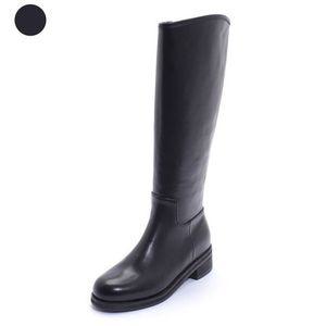 [갤러리아] 세라 여성 소가죽 캐주얼 와이드핏 웨이브 롱 부츠 단화 A22L601 검정 4CM