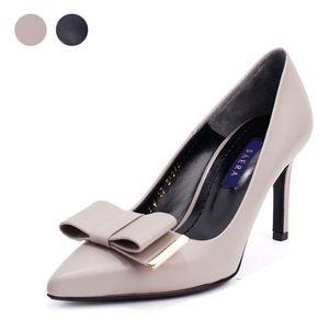 [갤러리아] 세라 여성 소가죽 리본 장식 펌프스 S22P453 연회색 7,8CM