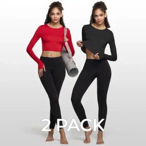 [테슬라]애슬리오 언더레이어 크롭 긴팔 티셔츠 2팩 AO-BFD20_F