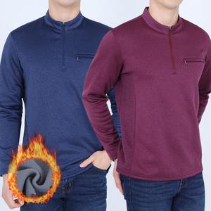 겨울 중년 남성 티셔츠 긴팔 기모 아빠옷 등산복 상의 작업 보온 스판