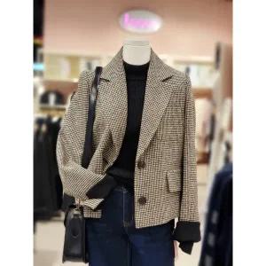 [롯데백화점]SOUP 소매배색 체크 숏 자켓 (SZAJK31)