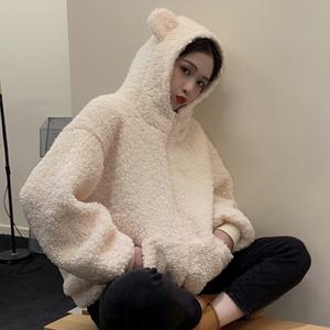 오버핏 양털후리스 뽀글이점퍼 곰돌이후드 3색