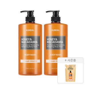 쿤달 네이처 바디워시 베이비파우더 1058ml, 2개+증정(바디워시 리필팩 베이비파우더향 400ml, 1개)