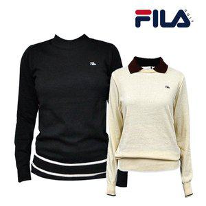 휠라 여성 골프웨어 캐시미어 카라 니트티셔츠