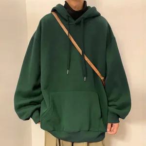 베이직 남자 기모후드티 오버핏 면 무지티 남성 겨울 후드티셔츠 OFS-MHD8