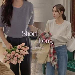 핫핑 [2타입] 카볼레 루즈핏 라운드넥 반팔/긴팔니트티