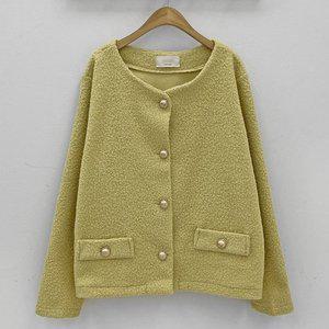 [아이우먼] 플레인골드버튼뽀글자켓 GOQ359M312 빅사이즈