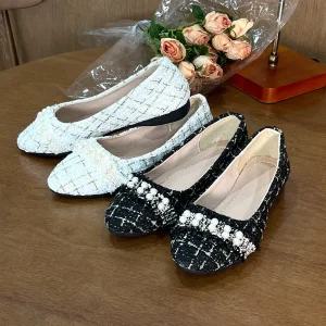 여성 트위드 진주 플랫 구두 펌프스 단화 정장구두 ev205