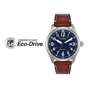 시티즌 CITIZEN 챈들러 블루 에코드라이브 남성 가죽 패션시계 BM6838-17L