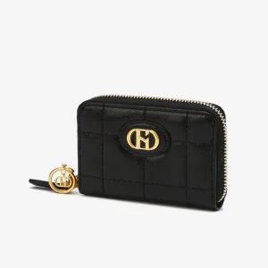 [헤지스](대구신세계)[HAZZYS ACC] [H20] 퀼팅 블랙 가죽 지퍼 카드지갑 동전수납 HIHO3F755BK