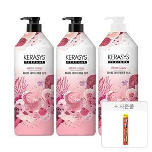 케라시스 퍼퓸 화이트 데이지 샴푸 1L, 2개+린스 1L, 1개+증정(토탈케어 칫솔, 일반모, 1개)