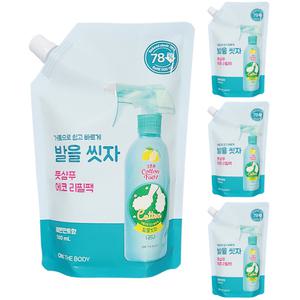 온더바디 코튼풋 발을씻자 풋샴푸 리필 레몬민트향 500ml 4개