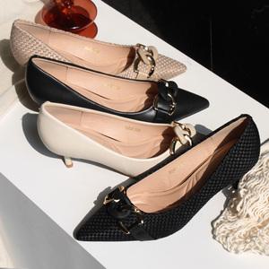 여성 여자 가죽 베이직 편안한 쿠션 미들 로우 힐 구두 플랫 단화 펌프스 정장화 정장구두 면접화 면접 H0450