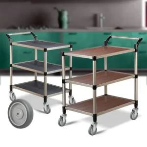 월넛우드 3단 특대 회색바퀴 트롤리카트 주방 웨곤 카 서빙카 써빙카트 써빙카 주방카트