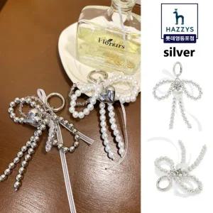 [롯데백화점]헤지스ACC [실버]진주 리본 비즈 가방 참장식 키링참HIHO4F202SV