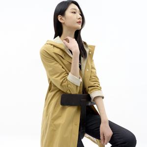 [지센][지센] 체크 배색 후드 코트 LCCAN221_MU