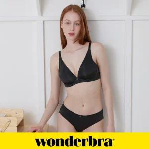 [Wonderbra] V넥 노와이어 브라팬티 2종세트 블랙 WBW4N32_T