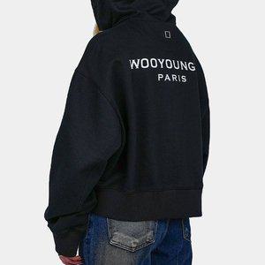 [우영미] 여성 백로고 크롭 후드집업 블랙 M233TS47715B