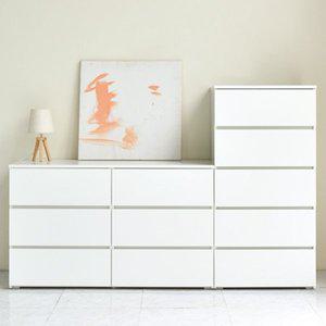 [기타][보루네오]화이트 핸들리스 서랍장 세트 C (120 3단 광폭 서랍장 + 60 5단 서랍장)