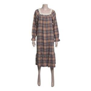 [갤러리아] [바바라]라이트 브라운 체크 면기모 원피스 홈웨어 (AGW4558L)