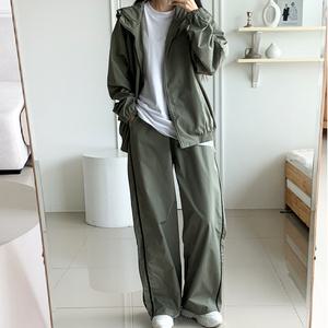 코디제이 여자 W 2줄 와이드 스트링 후드세트 바스락 트레이닝세트 와이드팬츠 빅사이즈