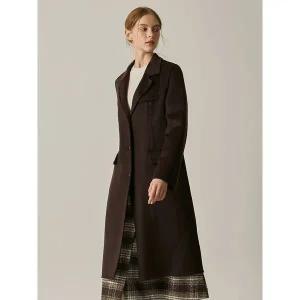 [하프클럽/이앤씨]EnC 브라운 베이직 울 핸드메이드 롱코트 ENJH34T02O