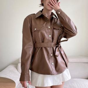 [VY] 여자 가죽자켓 리본 셔츠 자켓_WJK22290