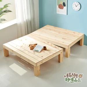 미엔우드 천연 편백 원목 침대 프레임 돌침대 주문제작 선반형 수납형 평상 분리형 싱글 슈퍼싱글 더블 퀸 킹